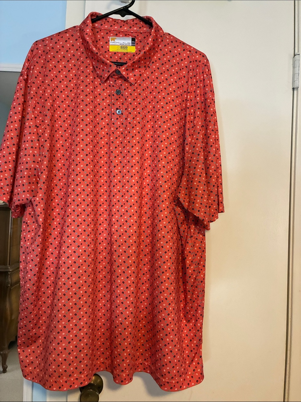 Jack Nicklaus Eco Choice Men's Orange Printed Short-Sleeve Golf Polo Shirt XXL